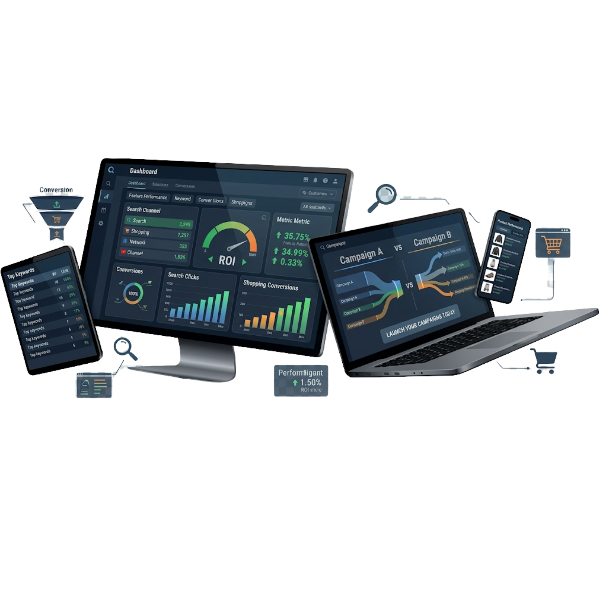 App development services hero with mobile product mockups