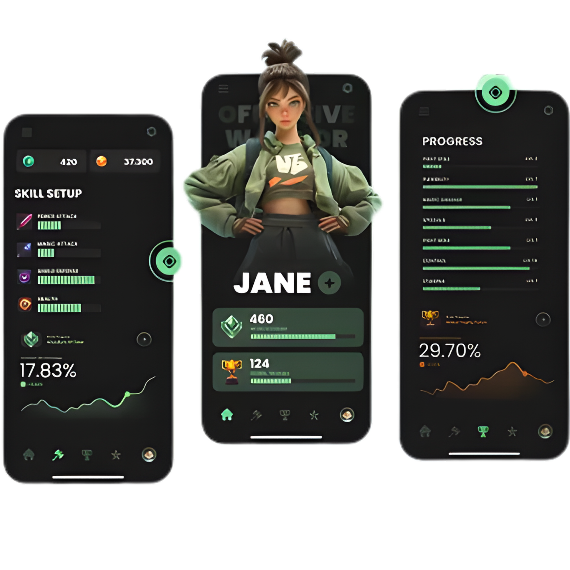Professional Unity game development services with 2D and 3D gameplay, mobile game screens, multiplayer systems, monetization, and performance optimization visuals